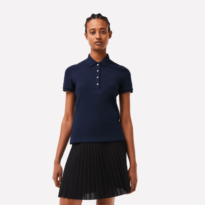 azul marino 166 VVL0A2470 mujer Lacoste polo slim fit de piqué de algodón elástico