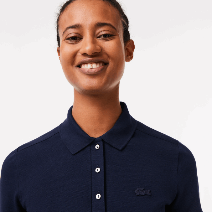 azul marino 166 VVL0A2470 mujer Lacoste polo slim fit de piqué de algodón elástico