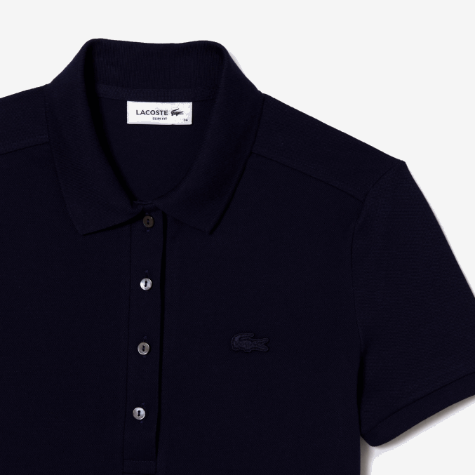 azul marino 166 VVL0A2470 mujer Lacoste polo slim fit de piqué de algodón elástico