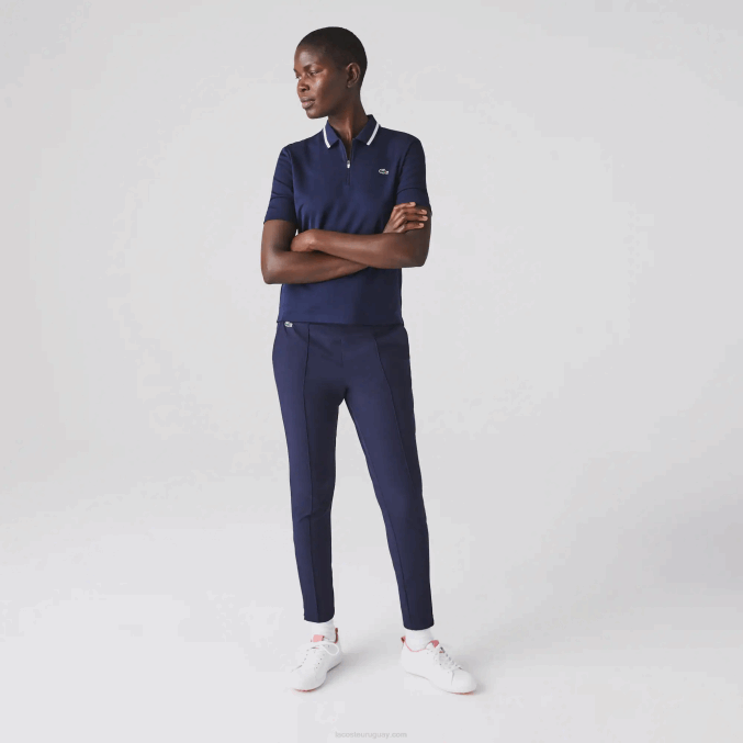 azul marino blanco 525 VVL0A2466 mujer Lacoste Polo deportivo de golf con cremallera en el cuello