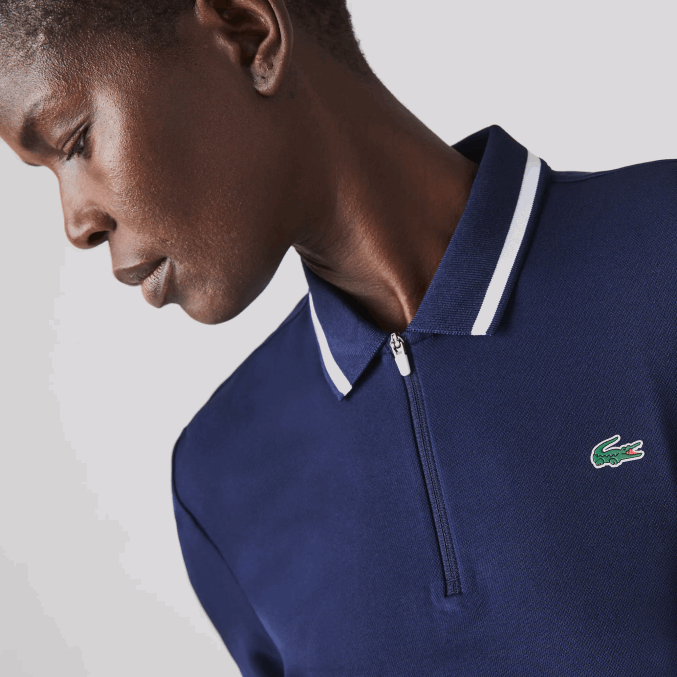 azul marino blanco 525 VVL0A2466 mujer Lacoste Polo deportivo de golf con cremallera en el cuello