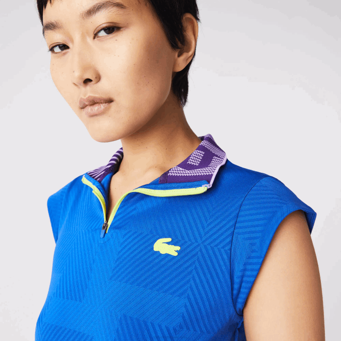 azul violeta amarillo 2g4 VVL0A2501 mujer Lacoste polo deportivo de tenis con cremallera y cuello alto