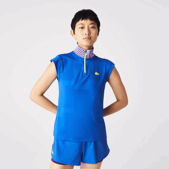 azul violeta amarillo 2g4 VVL0A2501 mujer Lacoste polo deportivo de tenis con cremallera y cuello alto