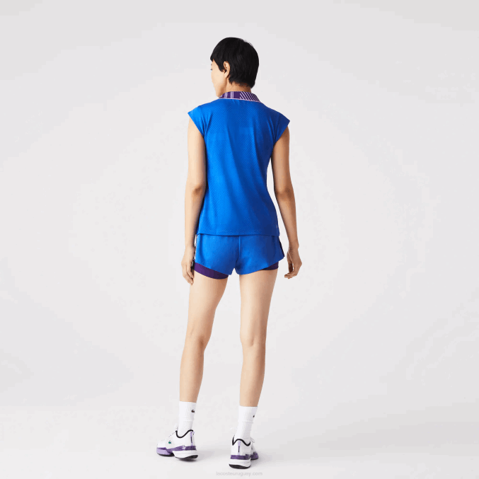 azul violeta amarillo 2g4 VVL0A2501 mujer Lacoste polo deportivo de tenis con cremallera y cuello alto