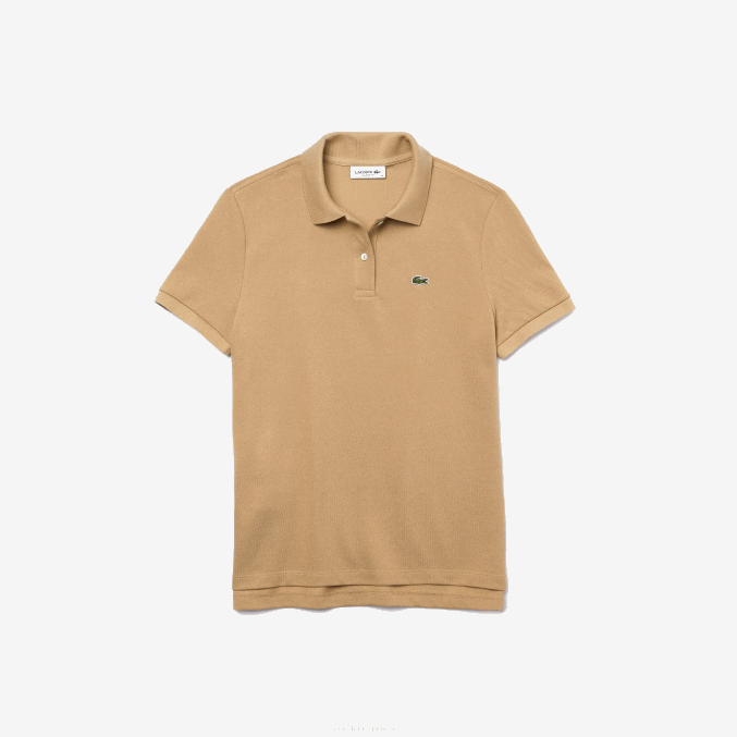 beige 02s VVL0A2493 mujer Lacoste Polo de petit piqué de algodón suave de corte regular