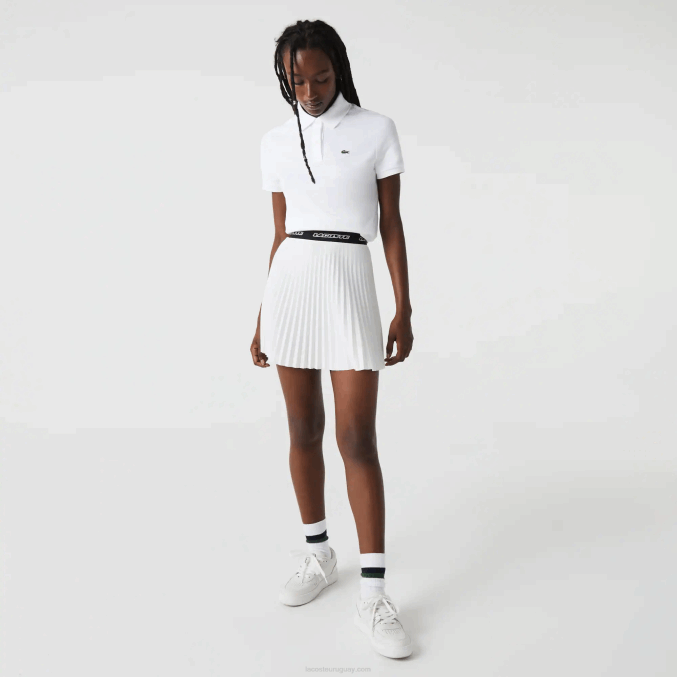 blanco 001 VVL0A2363 mujer Lacoste Polo de petit piqué de algodón suave de corte regular