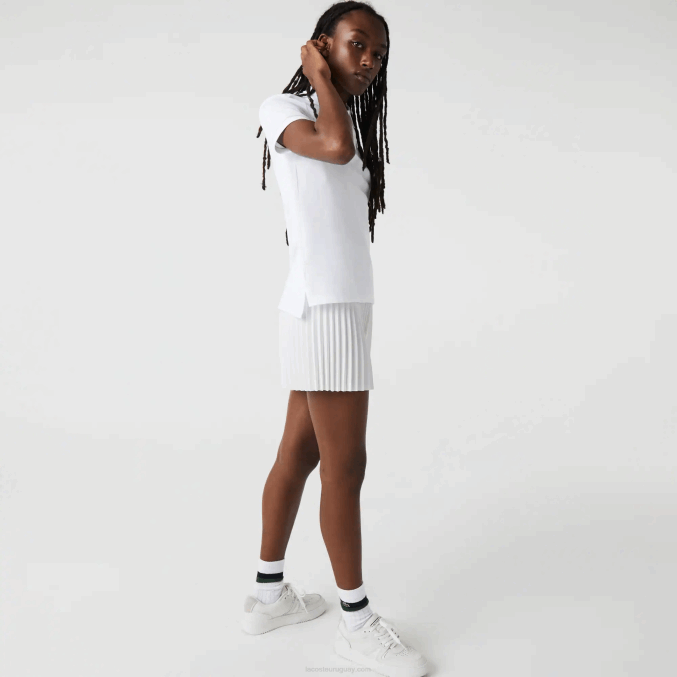 blanco 001 VVL0A2363 mujer Lacoste Polo de petit piqué de algodón suave de corte regular