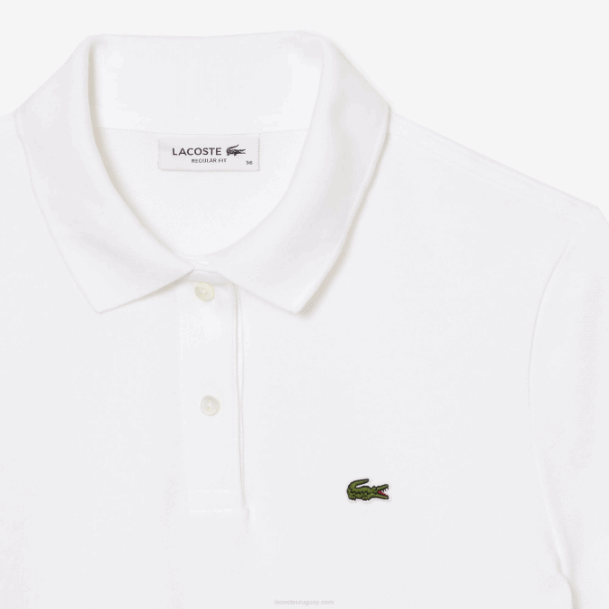 blanco 001 VVL0A2363 mujer Lacoste Polo de petit piqué de algodón suave de corte regular