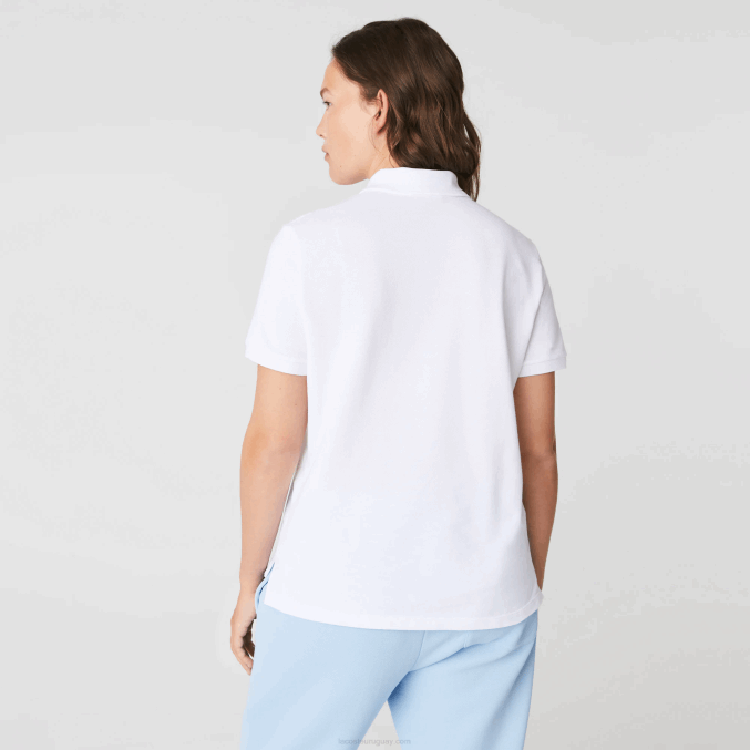 blanco 001 VVL0A2363 mujer Lacoste Polo de petit piqué de algodón suave de corte regular