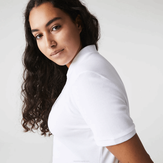 blanco 001 VVL0A2468 mujer Lacoste polo slim fit de piqué de algodón elástico