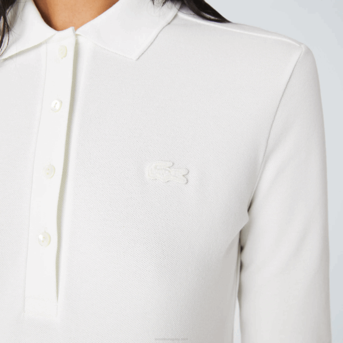 blanco 70v VVL0A2480 mujer Lacoste polo slim fit de piqué elástico