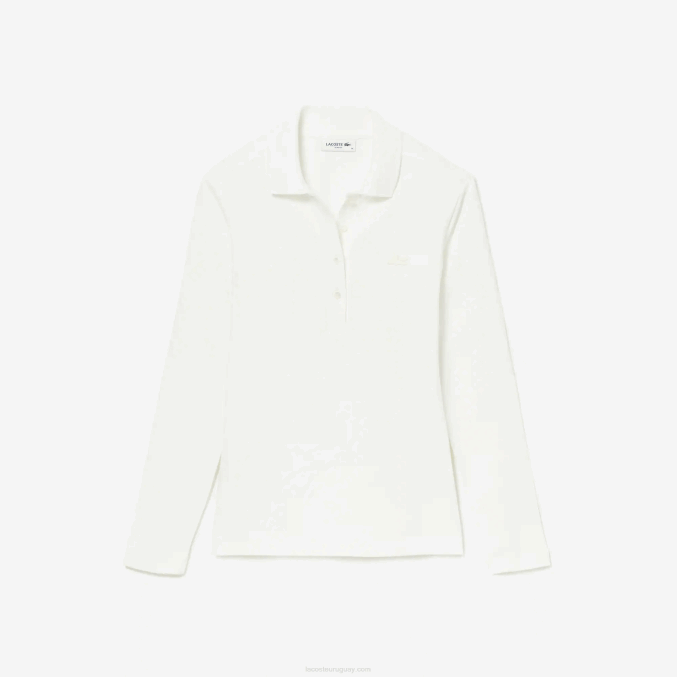 blanco 70v VVL0A2480 mujer Lacoste polo slim fit de piqué elástico