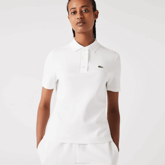blanco 70v VVL0A2503 mujer Lacoste polo regular fit de algodón orgánico a rayas