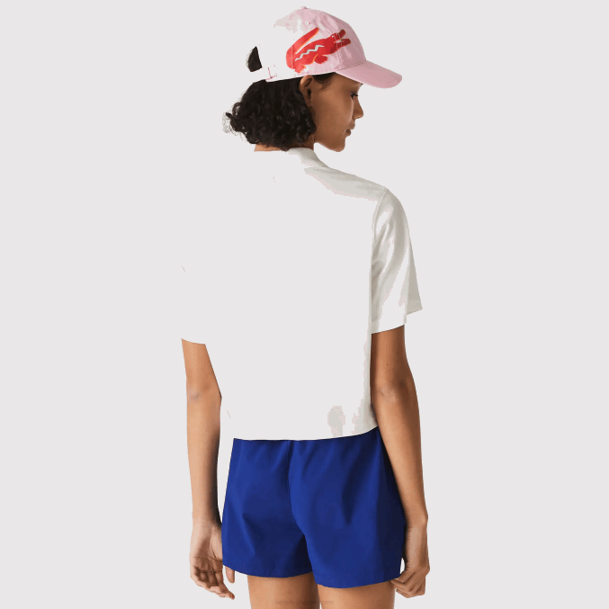 blanco 70v VVL0A2525 mujer Lacoste polo de corte holgado de algodón orgánico con estampado
