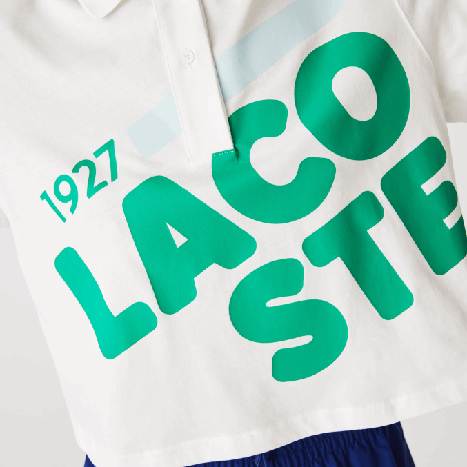 blanco 70v VVL0A2525 mujer Lacoste polo de corte holgado de algodón orgánico con estampado
