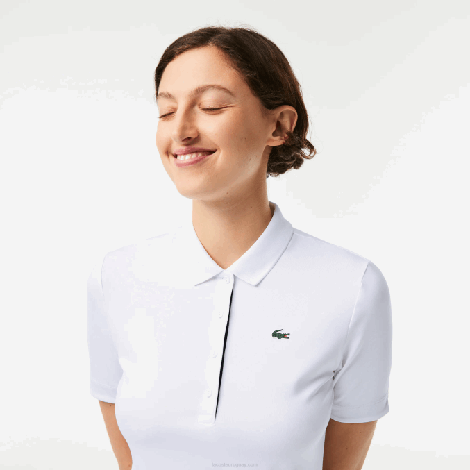 blanco azul marino 522 VVL0A2488 mujer Lacoste Polo de golf elástico deportivo transpirable