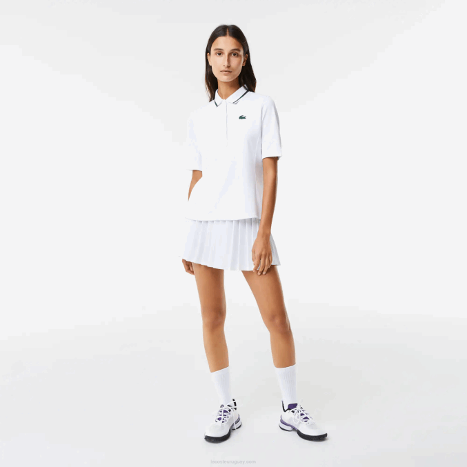 blanco verde pb4 VVL0A2461 mujer Lacoste polo deportivo de tenis de piqué termorregulador