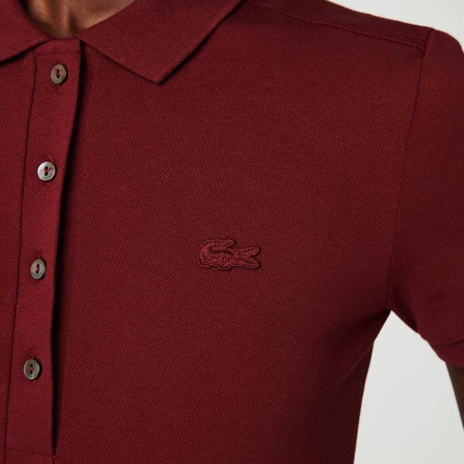 burdeos zs1 VVL0A2518 mujer Lacoste polo slim fit de piqué de algodón elástico
