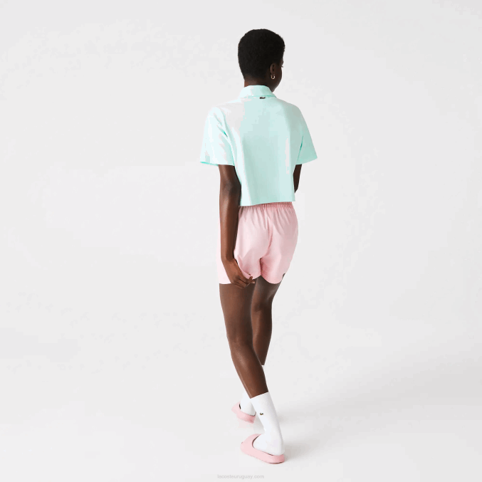 color turquesa VVL0A2526 mujer Lacoste polo de corte holgado de algodón orgánico con estampado