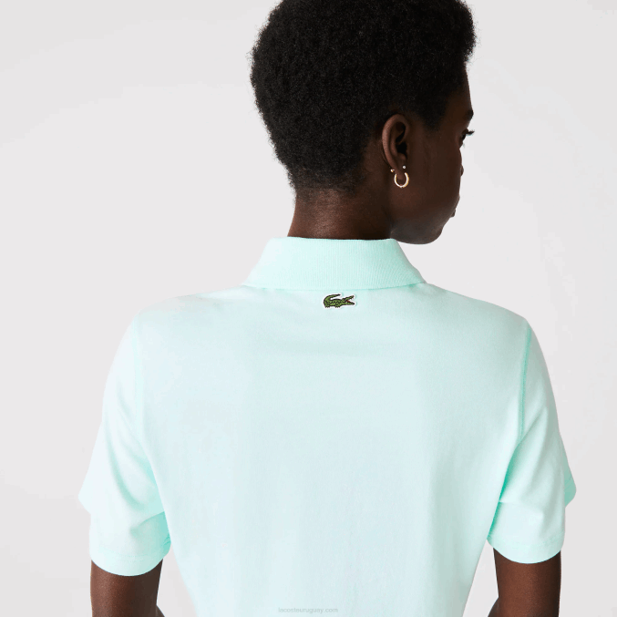 color turquesa VVL0A2526 mujer Lacoste polo de corte holgado de algodón orgánico con estampado