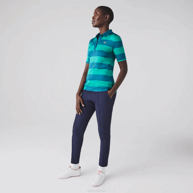 kxd verde VVL0A2489 mujer Lacoste jersey de golf de punto deportivo a rayas