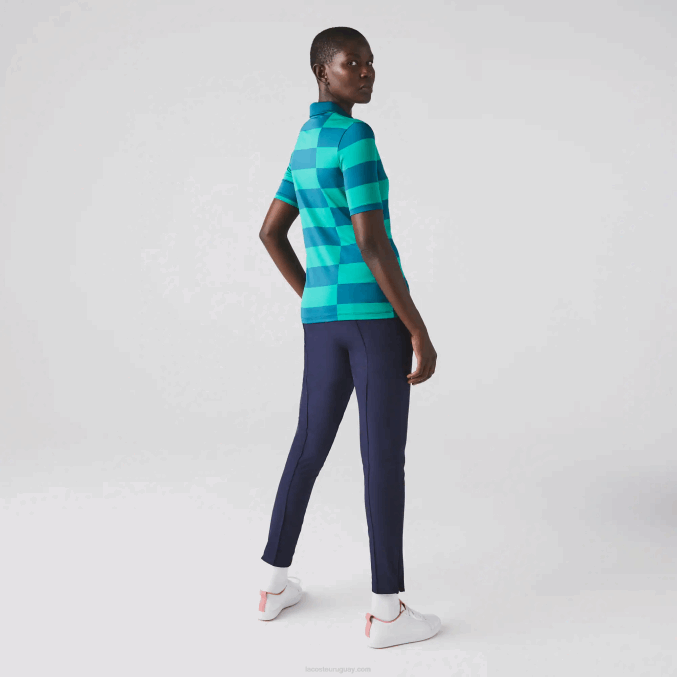 kxd verde VVL0A2489 mujer Lacoste jersey de golf de punto deportivo a rayas