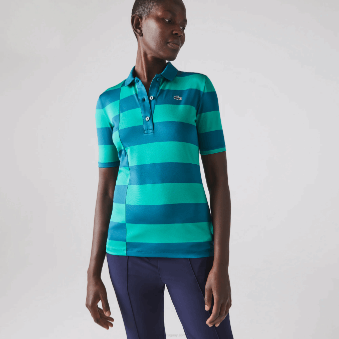 kxd verde VVL0A2489 mujer Lacoste jersey de golf de punto deportivo a rayas