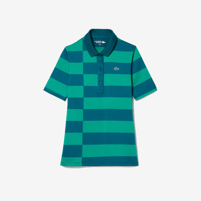 kxd verde VVL0A2489 mujer Lacoste jersey de golf de punto deportivo a rayas