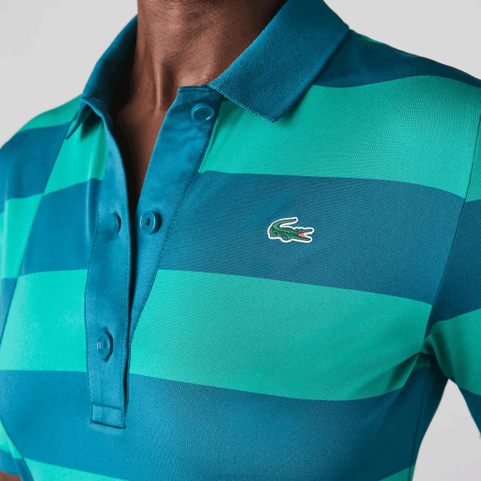 kxd verde VVL0A2489 mujer Lacoste jersey de golf de punto deportivo a rayas