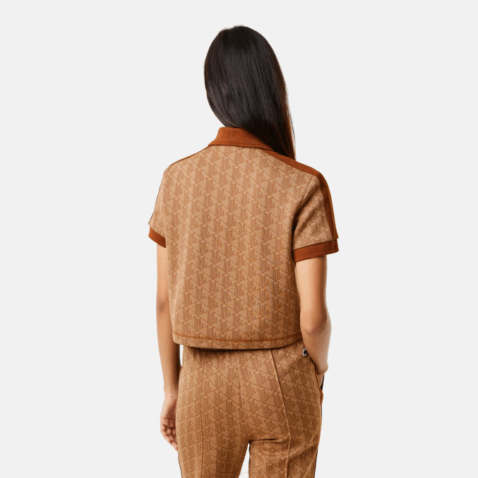 marrón beige zwm VVL0A2475 mujer Lacoste playera tipo polo con estampado de monograma