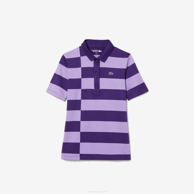 púrpura 5g VVL0A2490 mujer Lacoste jersey de golf de punto deportivo a rayas