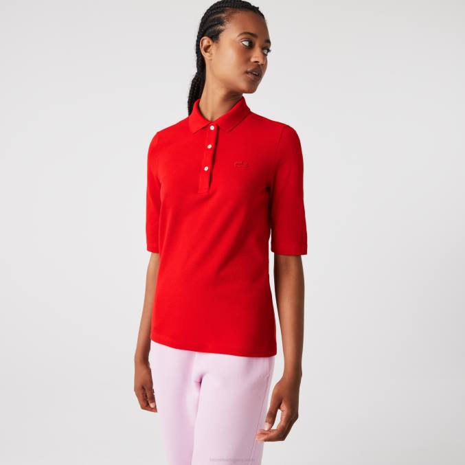 rojo 240 VVL0A2516 mujer Lacoste polo slim fit de algodón flexible