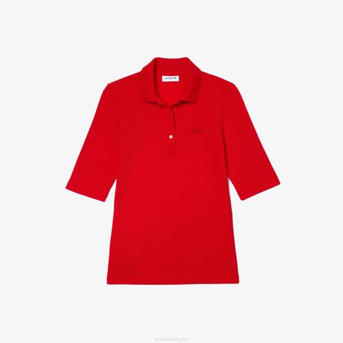 rojo 240 VVL0A2516 mujer Lacoste polo slim fit de algodón flexible