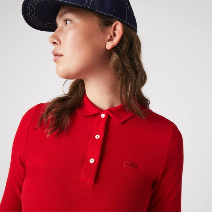 rojo 240 VVL0A2516 mujer Lacoste polo slim fit de algodón flexible