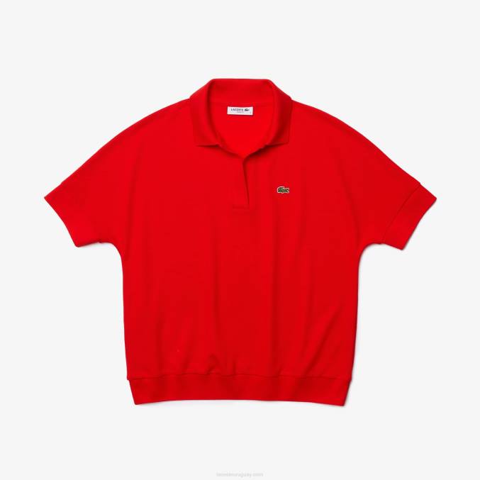 rojo f8m VVL0A2464 mujer Lacoste polo de piqué fluido de corte holgado