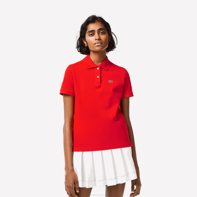 rojo s5h VVL0A2502 mujer Lacoste Polo de petit piqué de algodón suave de corte regular