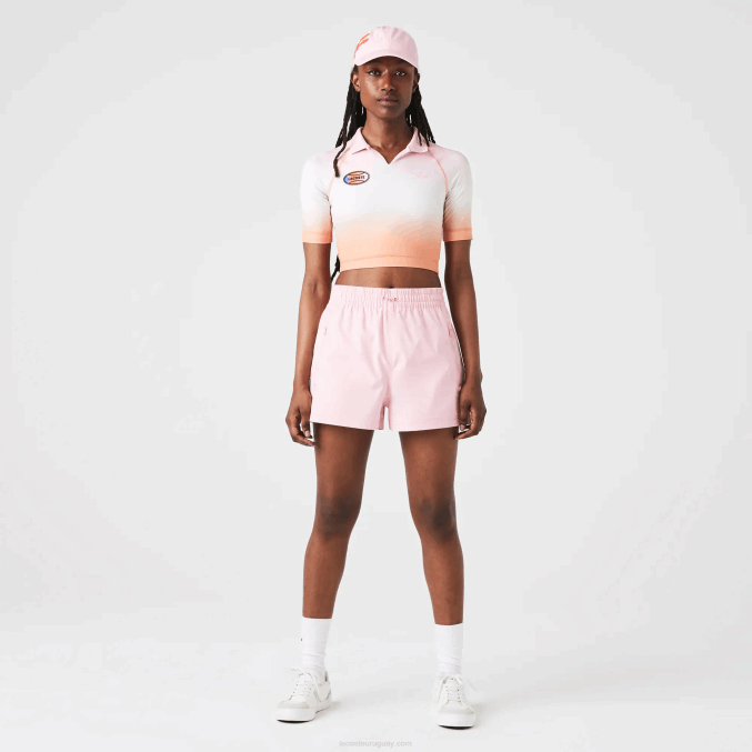 rosa blanco naranja dfk VVL0A2499 mujer Lacoste sport summer pack polo corto degradado y stretch