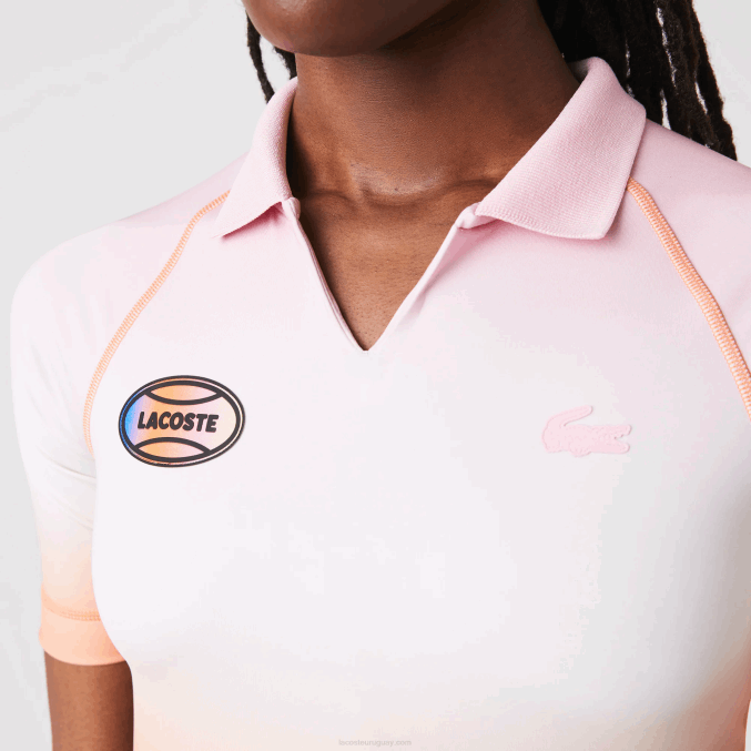rosa blanco naranja dfk VVL0A2499 mujer Lacoste sport summer pack polo corto degradado y stretch