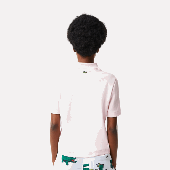 rosa claro t03 VVL0A2494 mujer Lacoste polo de corte regular con insignia de cómic