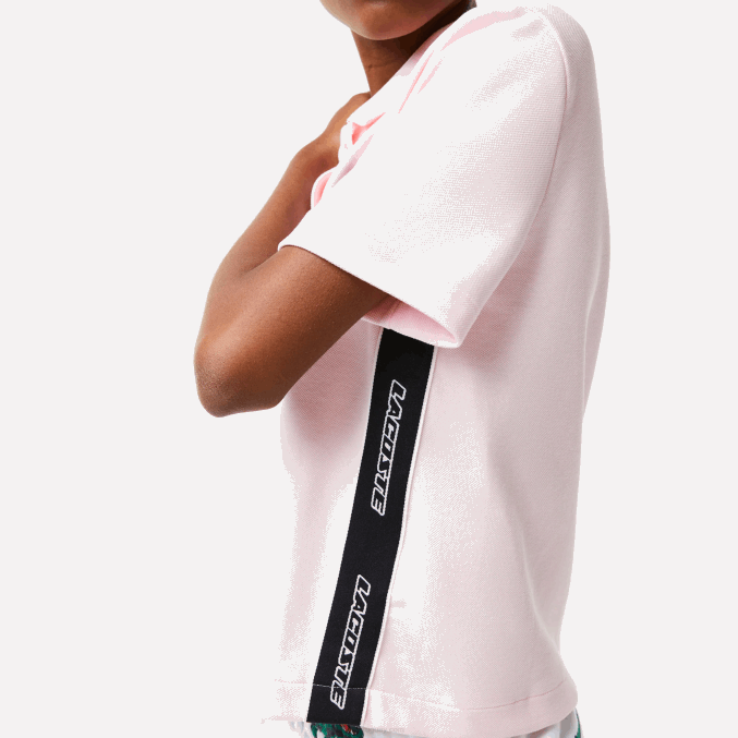 rosa claro t03 VVL0A2494 mujer Lacoste polo de corte regular con insignia de cómic