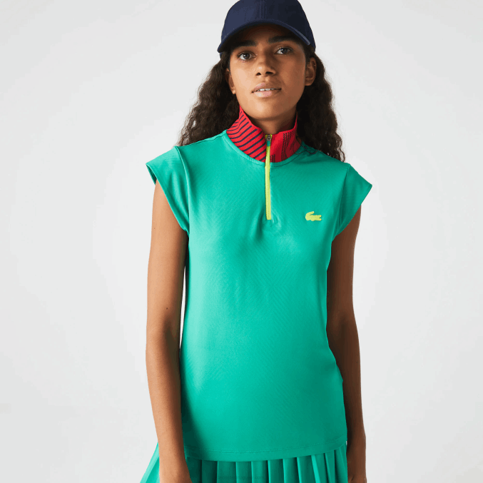 verde azul marino rojo sr9 VVL0A2500 mujer Lacoste polo deportivo de tenis con cremallera y cuello alto