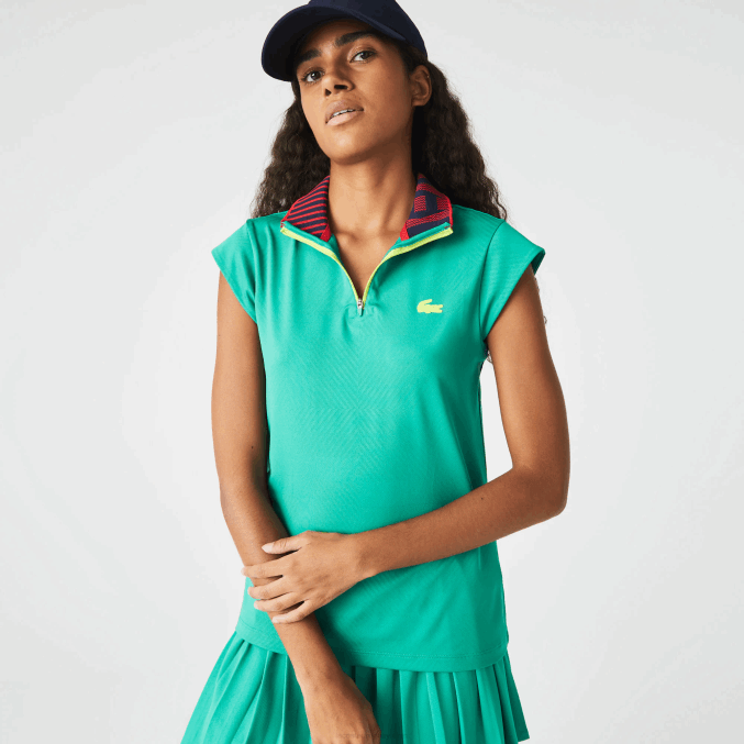verde azul marino rojo sr9 VVL0A2500 mujer Lacoste polo deportivo de tenis con cremallera y cuello alto