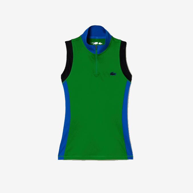 verde azul negro 8hj VVL0A2357 mujer Lacoste polo de tenis sin mangas con cremallera en el cuello