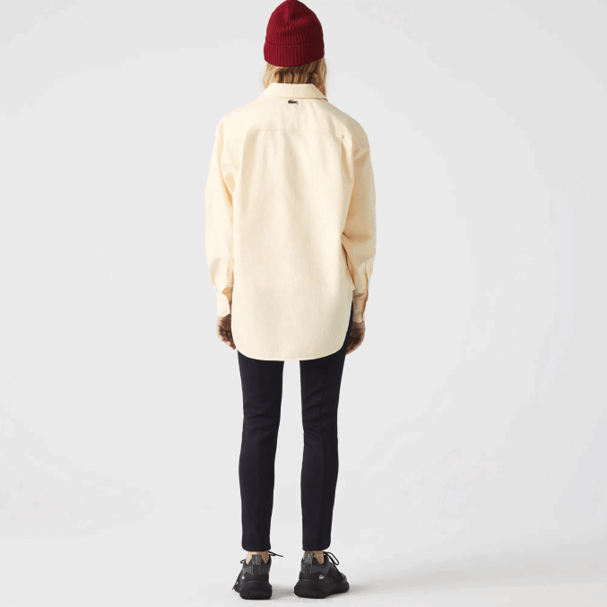 amarillo blanco hhf VVL0A2651 mujer Lacoste camisa oversize de algodón oxford