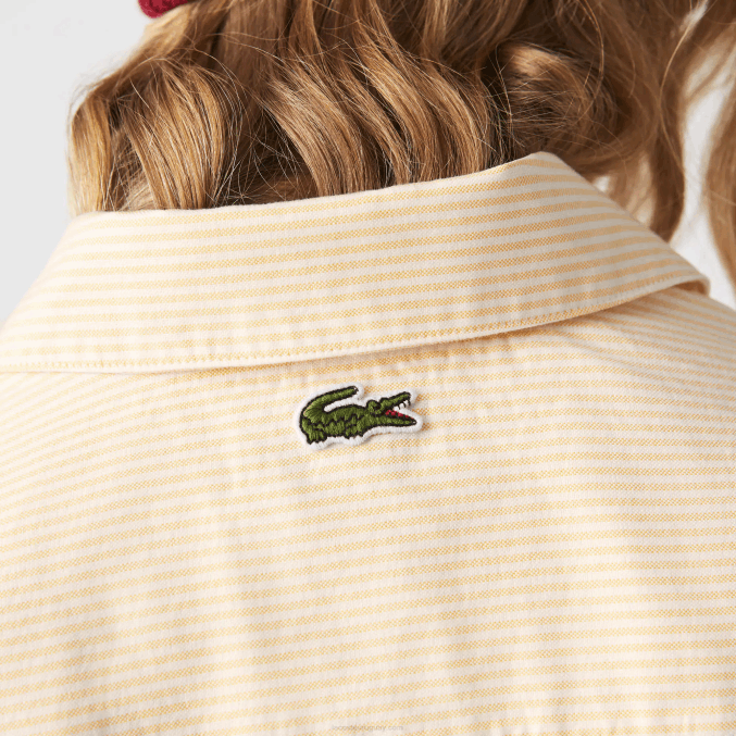 amarillo blanco hhf VVL0A2651 mujer Lacoste camisa oversize de algodón oxford
