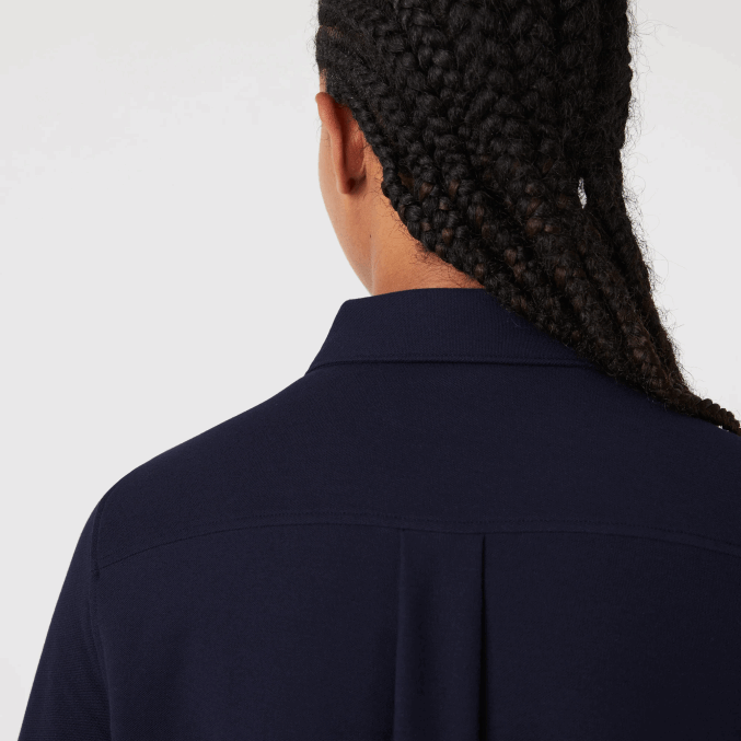 azul marino 166 VVL0A2649 mujer Lacoste camisa de piqué de algodón con cuello francés