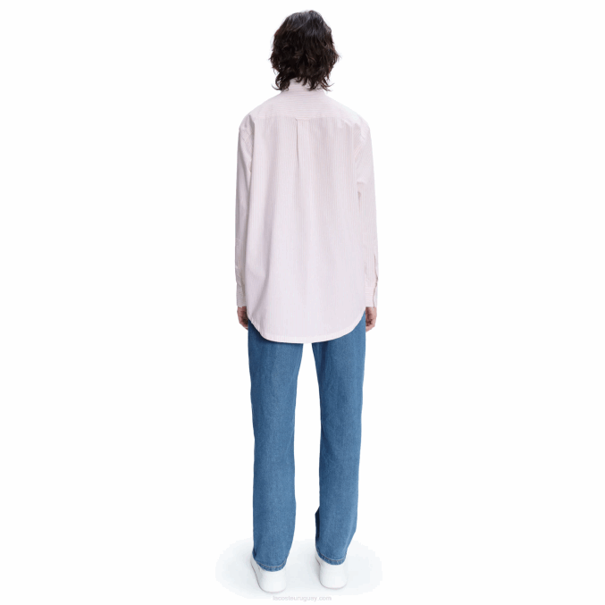 blanco rosa m5u VVL0A2660 mujerlacoste x a.p.c. camisa a rayas de algodón