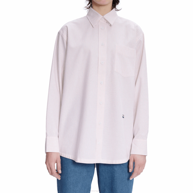 blanco rosa m5u VVL0A2660 mujerlacoste x a.p.c. camisa a rayas de algodón
