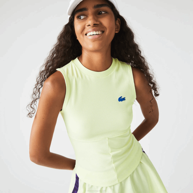 amarillo 6gd VVL0A2560 mujer Lacoste playera de tenis sport ajustada