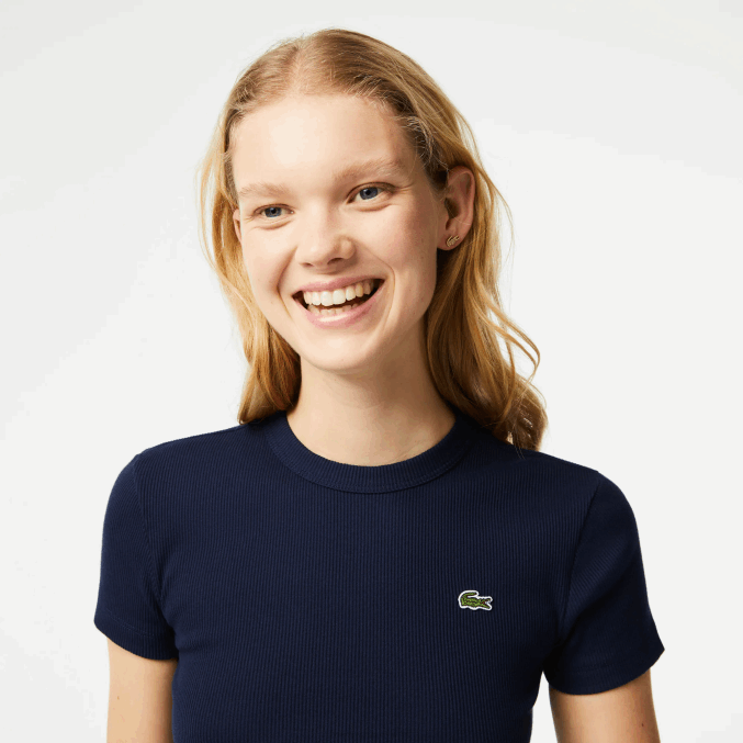 azul marino 166 VVL0A2385 mujer Lacoste camiseta slim fit de algodón orgánico